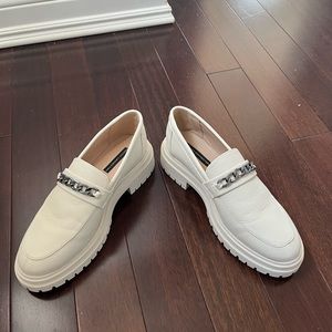 French Connection Tatiana Loafers in Cream/White